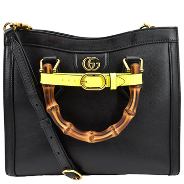 GUCCI Bamboo Diana Small Leather Tote Bag Black 660195