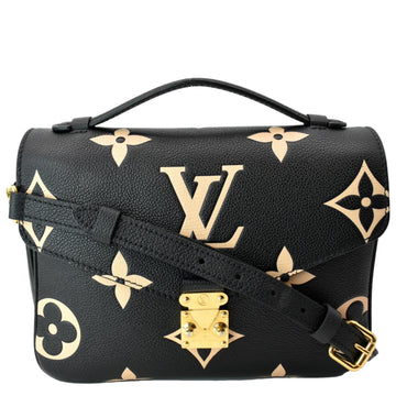 LOUIS VUITTON Metis Pochette Bicolor Empreinte Leather Crossbody Bag Black