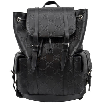 GUCCI GG Embossed Leather Backpack ?Black 625770