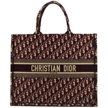 CHRISTIAN DIOR Book Oblique Embroidered Canvas Tote Bag Burgundy - Hot Deals