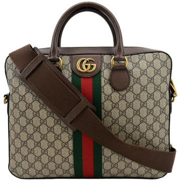GUCCI Ophidia Soft GG Supreme Canvas Leather Briefcase Shoulder Bag Beige 574793