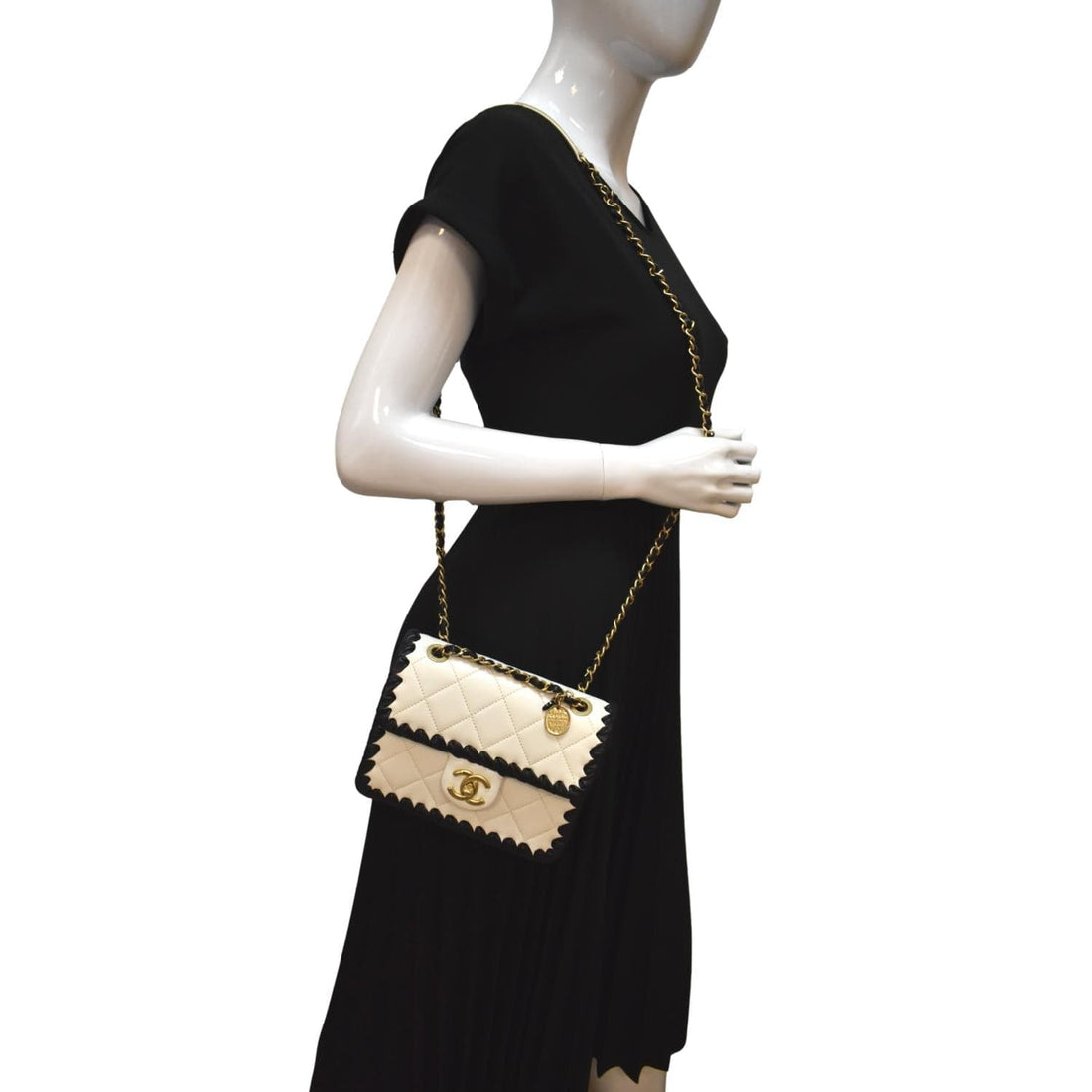 CHANEL Mini My Own Frame Flap Braided  Shoulder Bag White