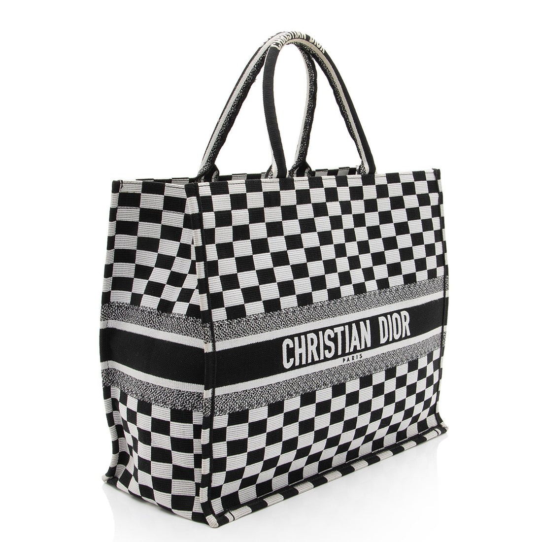 Dior Embroidered Canvas Checkered Book Tote