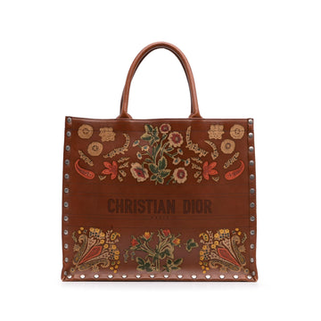 Dior Large Studded Embroidered Leather Floral Book Tote