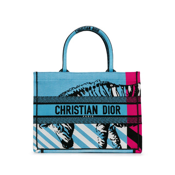 Dior Medium Embroidered Canvas Zebra D Jungle Pop Book Tote