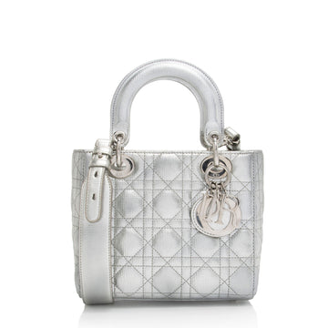 Dior Metallic Leather Lady Dior Small Tote (SHF-4YtjmZ)