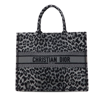 Dior Mizza Large Embroidered Canvas Leopard Book Tote