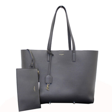 Yves Saint Laurent Leather Shopping Tote Bag Grey