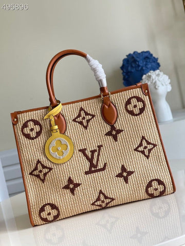 Top Quality OnTheGo MM Tote Bag Monogram Raffia Tan For Women, WomenÂs Handbags, Shoulder Bags 13.8in/35cm Top Quality M57707