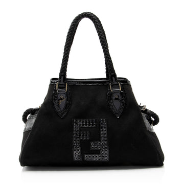 Fendi Canvas 1:1 Rep Leather Perforated FF Du Jour Tote