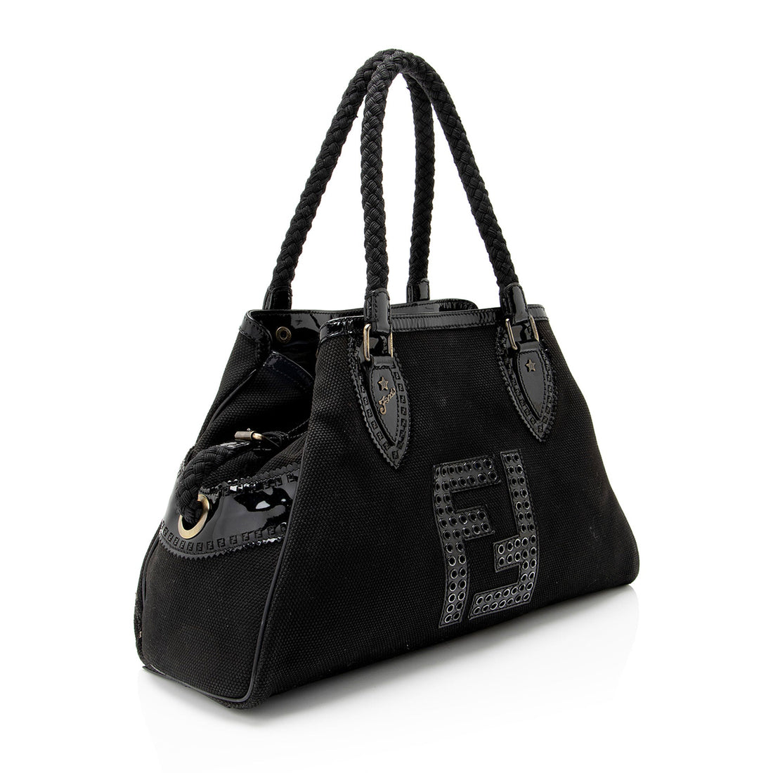 Fendi Canvas 1:1 Rep Leather Perforated FF Du Jour Tote