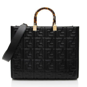 Fendi FF Embossed Calfskin Sunshine Medium Shopper Tote