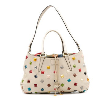 Fendi Medium Studded Leather B Fab Drawstring Tote