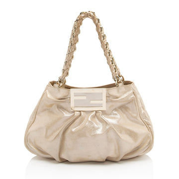 Fendi Metallic Leather Mia Small Tote (SHF-a0flcj)