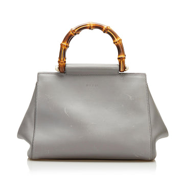 Gucci Bamboo Nymphaea Leather Satchel (SHG-35575)