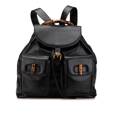 Gucci Calfskin Bamboo Drawstring Backpack