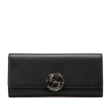 Gucci Calfskin Crystals Broadway Clutch
