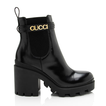 Gucci Calfskin Logo Trip Platform Boots - Size 10 / 40
