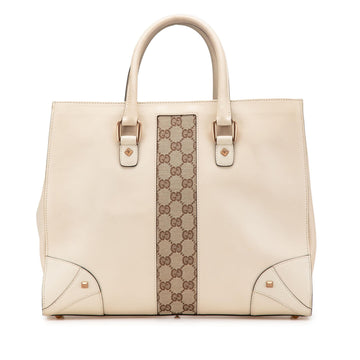 Gucci Calfskin and GG Canvas Nailhead Tote