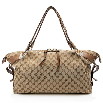 Gucci GG Canvas Bamboo Bar Medium Tote