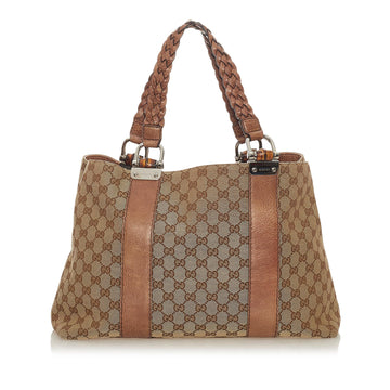 Gucci GG Canvas Bamboo Libeccio Tote Bag (SHG-28049)