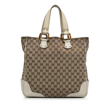 Gucci GG Canvas Bamboo Tote Bag (SHG-J7IVAF)