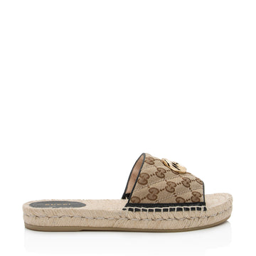 Gucci GG Canvas GG Marmont Pilar Espadrille Slides - Size 8.5 / 38.5 (SHF-pnlKc7)