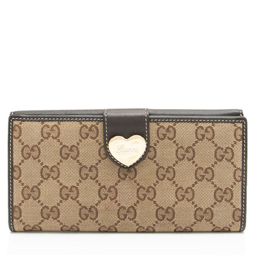 Gucci GG Canvas Heart Script Continental Wallet