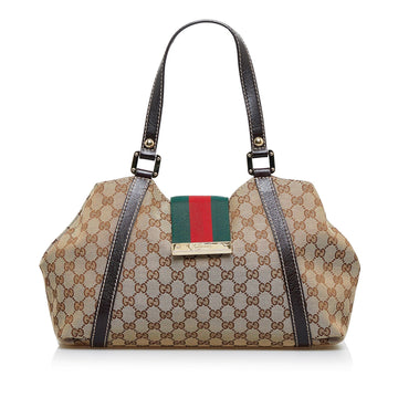 Gucci GG Canvas New Ladies Web Tote (SHG-nXYCc6)