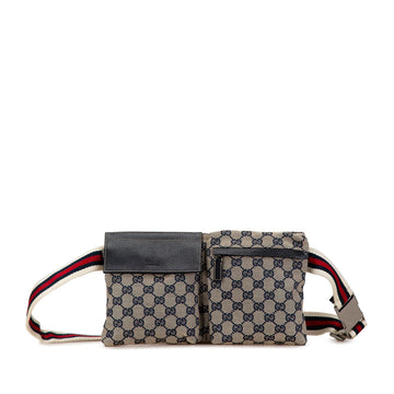 Gucci GG Canvas Web Double Pocket Belt Bag (SHG-C9Tytb)
