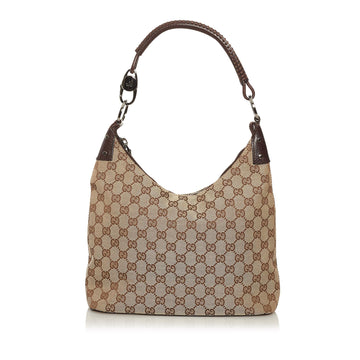 Gucci GG Cavas Ring Handle Zip Shoulder Bag (SHG-34838)