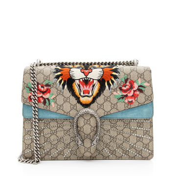Gucci GG Supreme Embroidered Angry Cat Dionysus Medium Shoulder Bag