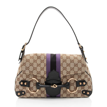 Gucci GG Supreme Horsebit Web Flap Bag (SHF-dZLqw3)