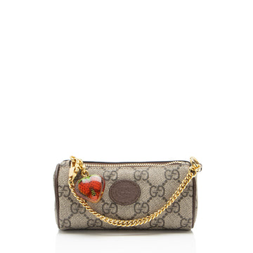 Gucci GG Supreme Interlocking G Strawberry Charm Coin Purse