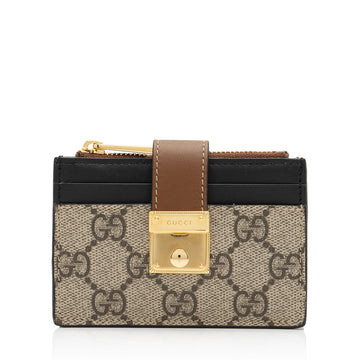 Gucci GG Supreme Leather Padlock Card Case Wallet (SHF-LgCvRN)
