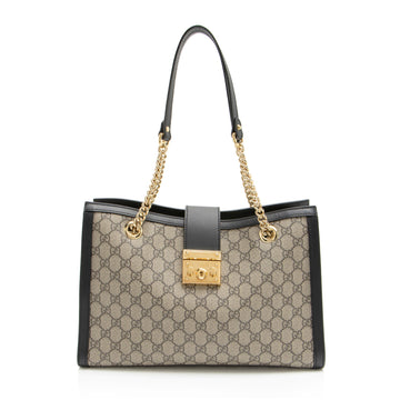 Gucci GG Supreme Padlock Chain Medium Shoulder Bag (SHF-aTdUTN)