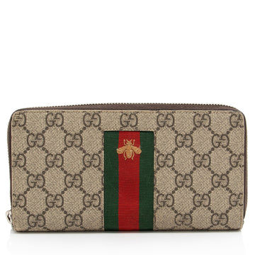Gucci GG Supreme Web Bee Zip Around Wallet (SHF-ViBJEb)