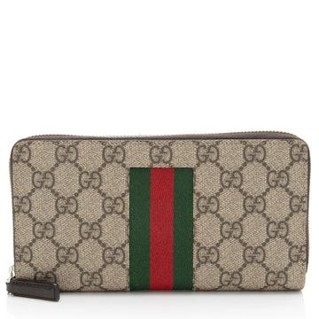 Gucci GG Supreme Web Zip Around Wallet