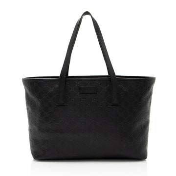 Gucci Guccissima Leather Classic Medium Zip Tote (SHF-CnrScb)