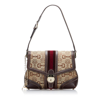 Gucci Horsebit Canvas Web Treasure Shoulder Bag (SHG-DaSmAf)