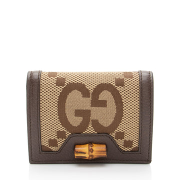 Gucci Jumbo GG Canvas Bamboo Diana Compact Wallet
