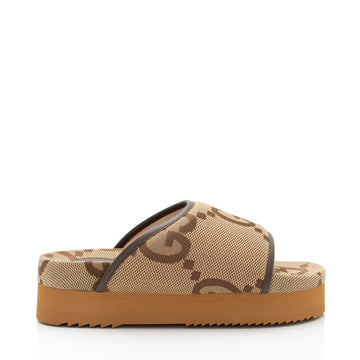 Gucci Jumbo GG Canvas Printed Platform Slides - Size 10 / 40 (SHF-cGb3vr)