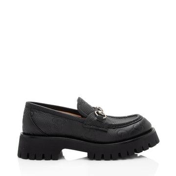 Gucci Jumbo GG Leather Horsebit Lug Sole Loafers - Size 7 / 37 (SHF-YQXZhe)