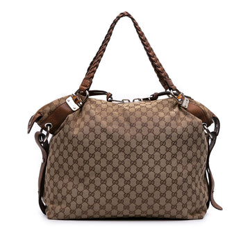 Gucci Large GG Canvas Bamboo Bar Tote