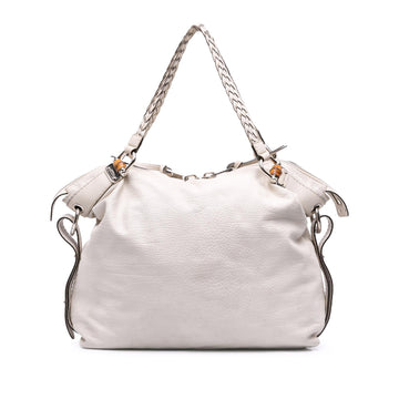 Gucci Large Pebbled Calfskin Bamboo Bar Tassel Tote