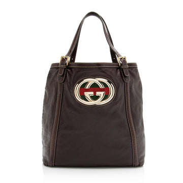 Gucci Leather Britt Large Tote (SHF-23095)
