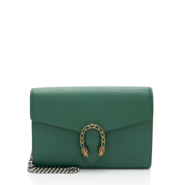 Gucci Leather Crystal Dionysus Chain Wallet (SHF-roOomv)