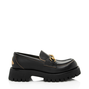 Gucci Leather Horsebit Lug Sole Loafers - Size 7 / 37