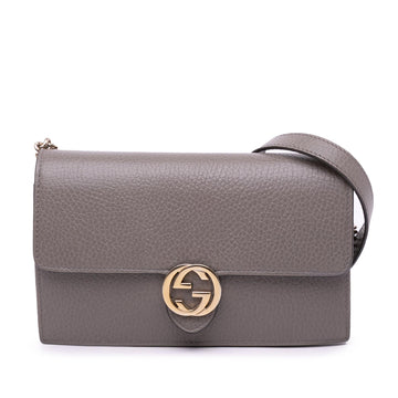 Gucci Leather Interlocking G Dollar Wallet on Chain