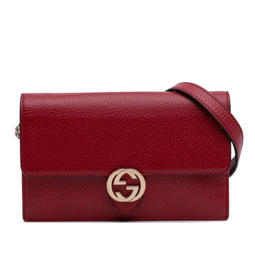 Gucci Leather Interlocking G Dollar Wallet on Chain